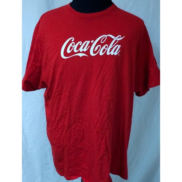 Delta Pro Weight Mens 2XL Red Coca Cola Coke Classic Spellout Cotton T-Shirt - Picture 1 of 11